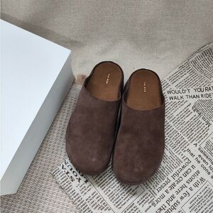 The Row Brown Suede Slip-On Clogs